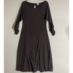 Cuyana Dress Women S Brown Maxi Dolman Stretch Minimalist Classic Casual